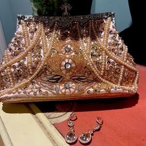 Champagne Rose clutch/ rose cross body